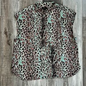 J. Crew Sleeveless Graphic Blouse Size XL